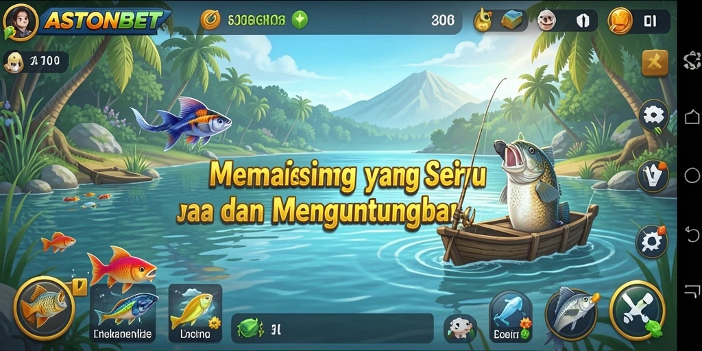 Screenshot gameplay <strong>ASTONBET</strong> yang menampilkan aksi memancing yang seru.