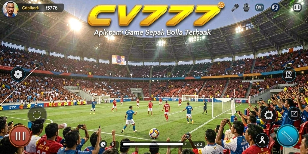 Gameplay CV777 menampilkan aksi seru di lapangan sepak bola.
