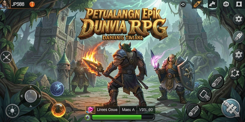Screenshot dari gameplay RPG yang menampilkan pertarungan seru dan karakter menarik.