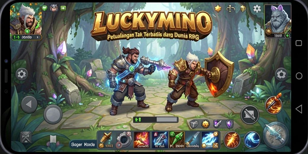 Tampilan gameplay RPG yang mengasyikkan di LUCKYMINO.