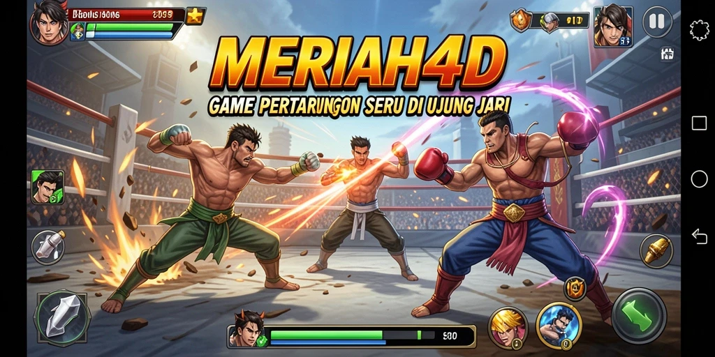 Tampilan gameplay MERIAH4D dengan aksi pertarungan yang intens.