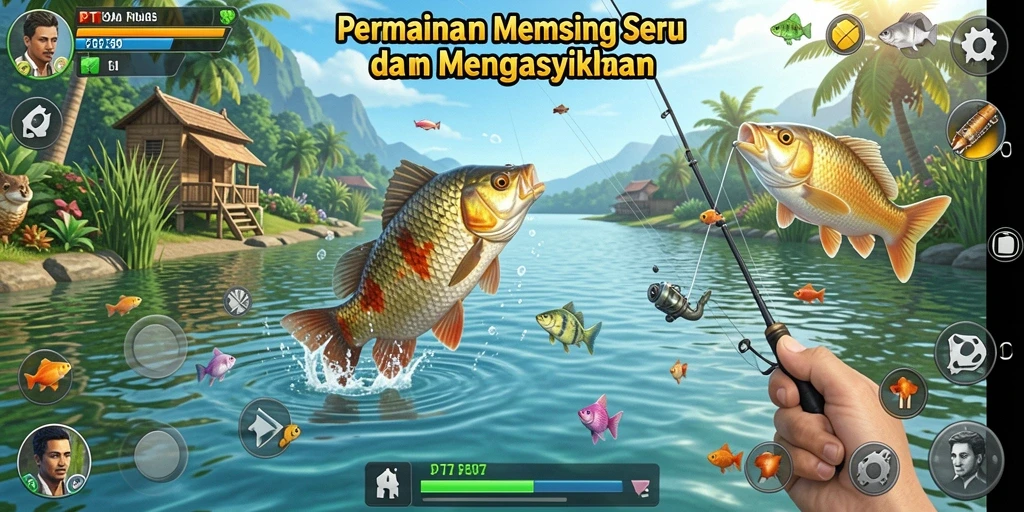 Tampilan gameplay PT89 dengan aksi memancing yang seru.