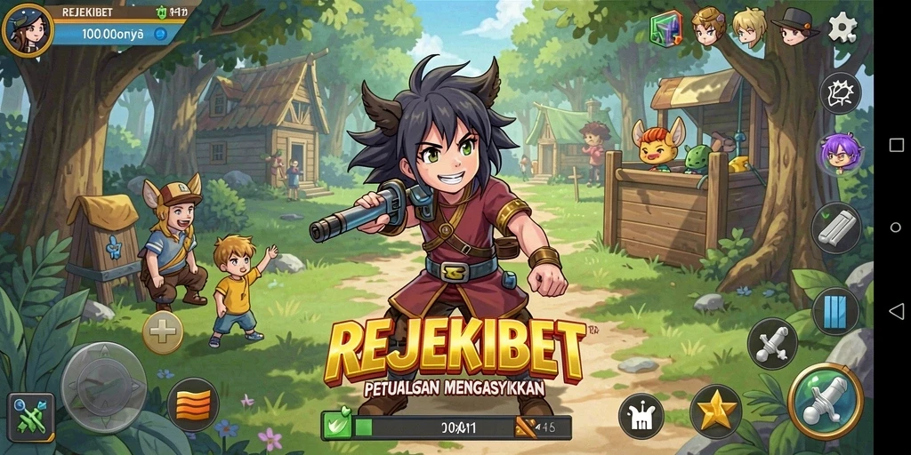 Screenshot gameplay menarik dari REJEKIBET dengan karakter anime.