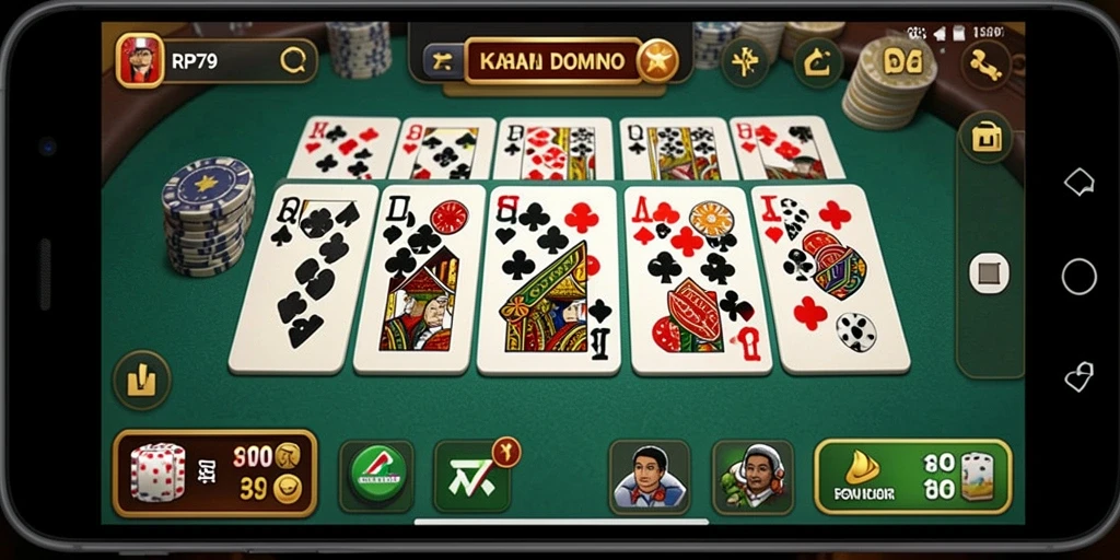 Tangkapan layar gameplay RP79 menunjukkan keseruan bermain Domino.