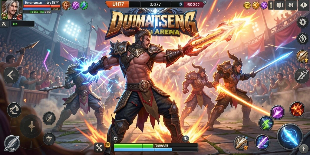 Tampilan gameplay UH77 yang intens dan menegangkan dalam arena Fighting.
